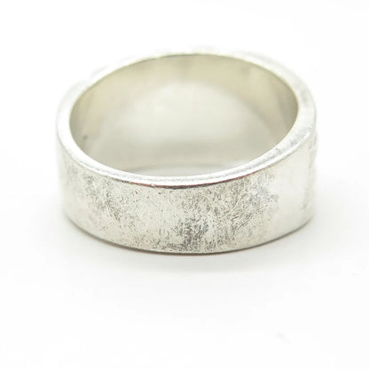 925 Sterling Silver Vintage Modernist Ribbed Ring Size 8.25