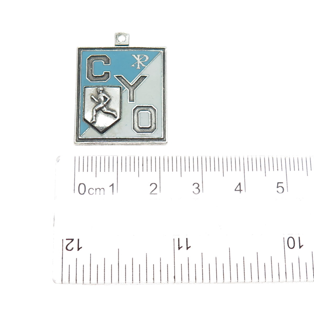 925 Sterling Silver Antique 1945 Enamel CYO Track & Field Medal Pendant