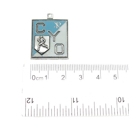 925 Sterling Silver Antique 1945 Enamel CYO Track & Field Medal Pendant