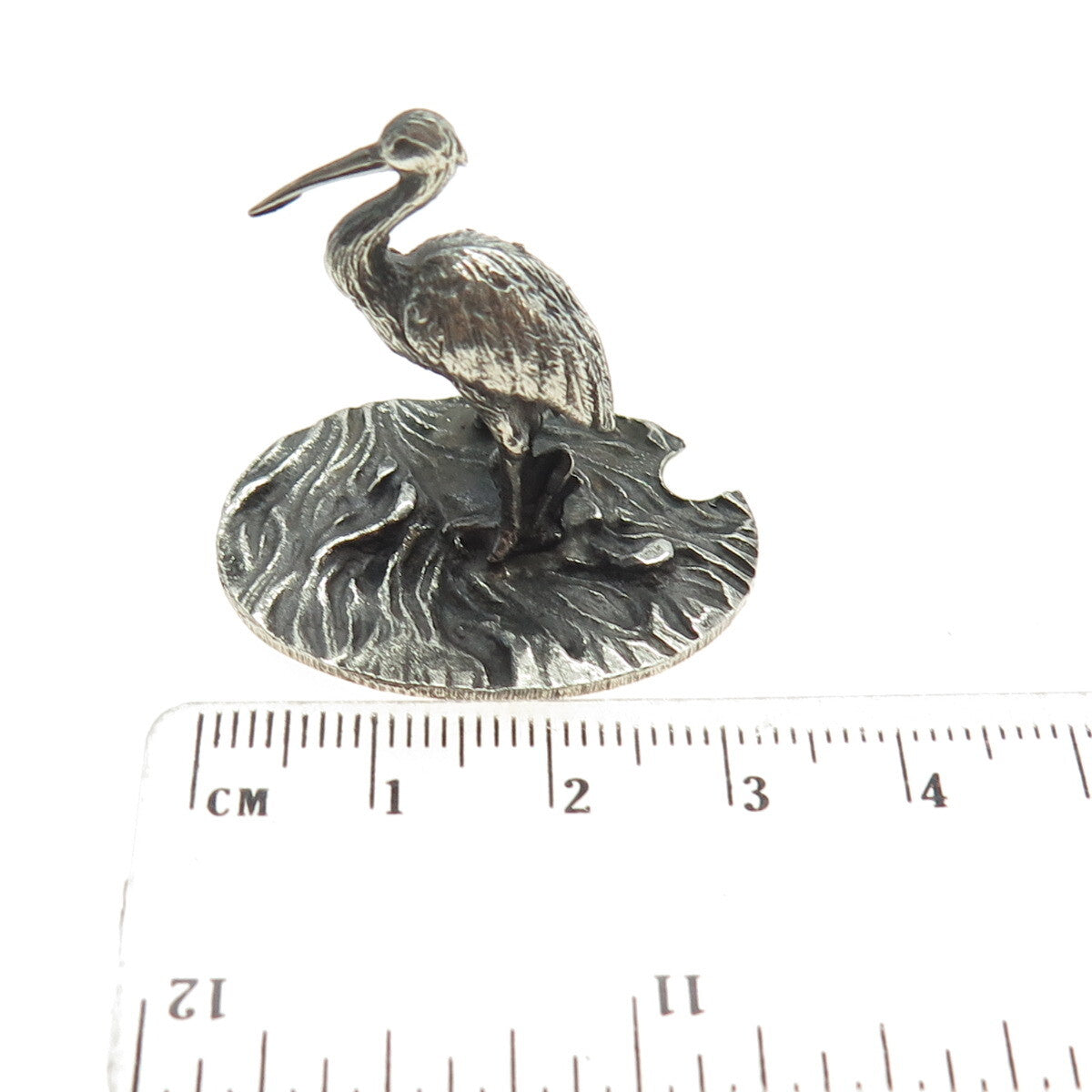 FRANCESCO CAPUTO 800 Silver Antique Italy Stork Bird Oxidized Miniature Figurine