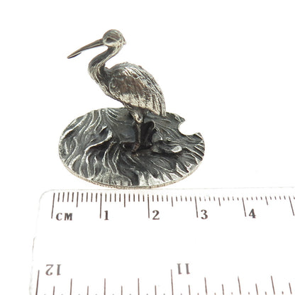 FRANCESCO CAPUTO 800 Silver Antique Italy Stork Bird Oxidized Miniature Figurine