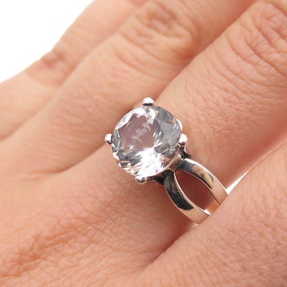 925 Sterling Silver Vintage Round-Cut C Z Engagement Ring Size 10
