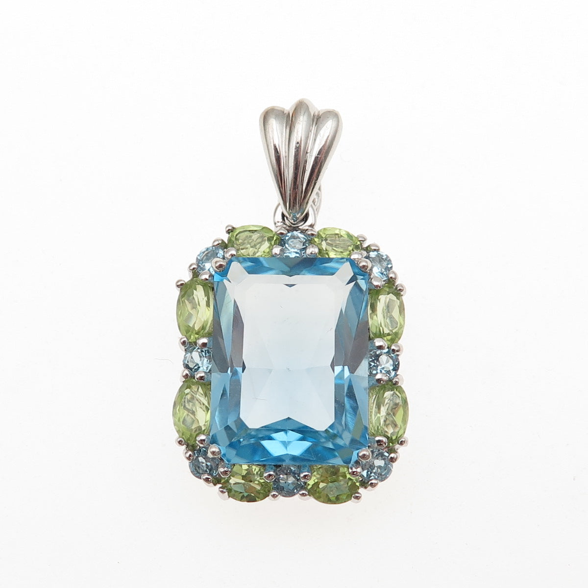 JACKSON HOLE 925 Sterling Silver Real Blue Topaz & Peridot Charm Pendant