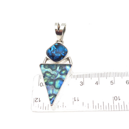 HEU 925 Sterling Silver Vintage Dichroic Glass Modernist Pendant