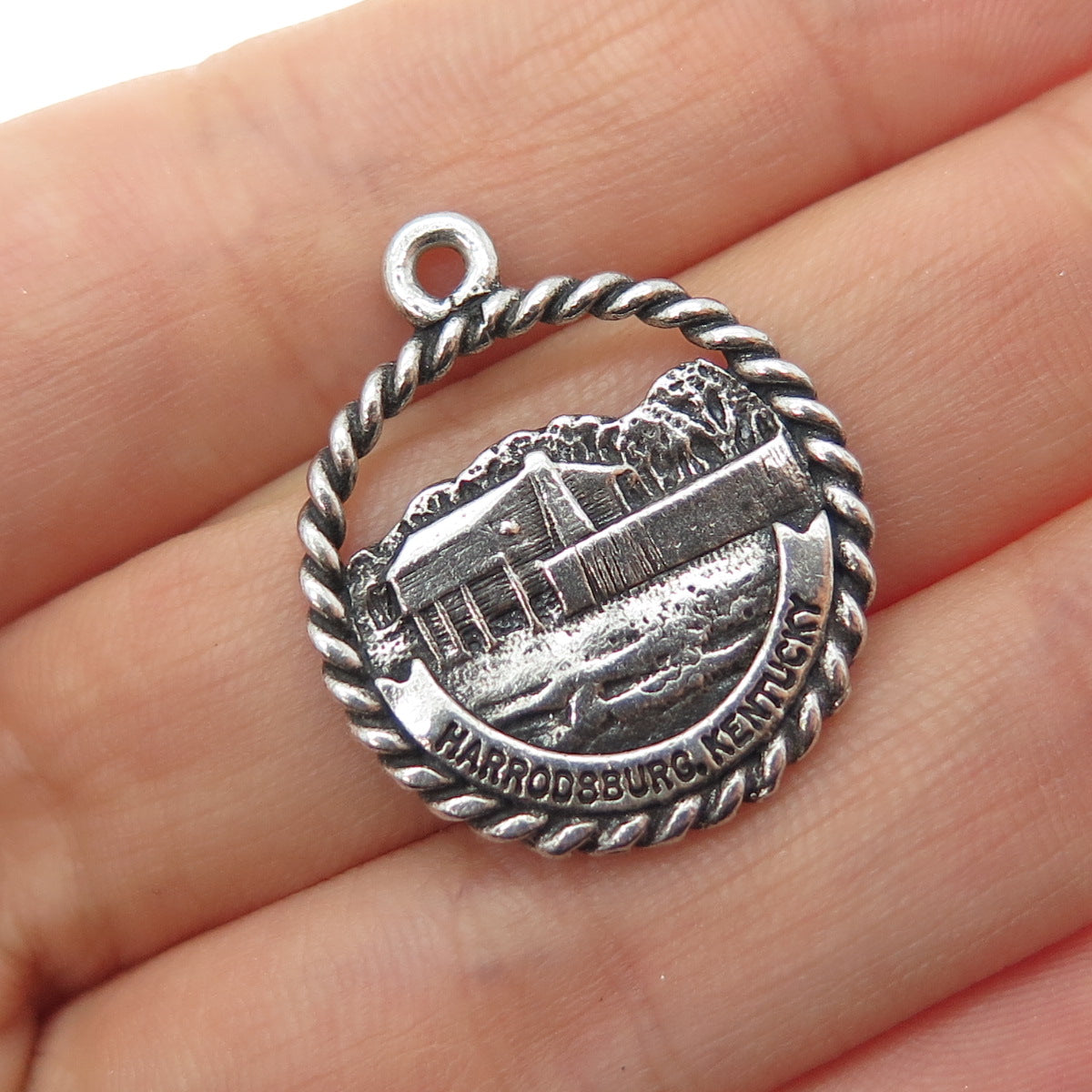 925 Sterling Silver Vintage Old Fort Harrod State Park Kentucky Mini Pendant