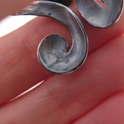 925 Sterling Silver Vintage Real Jade Modernist Adjustable Ring Size 7.5
