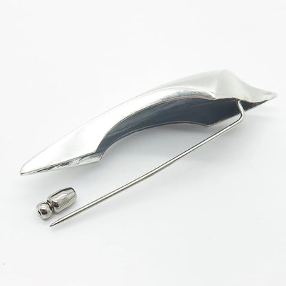 925 Sterling Silver Vintage Fang Lapel Pin