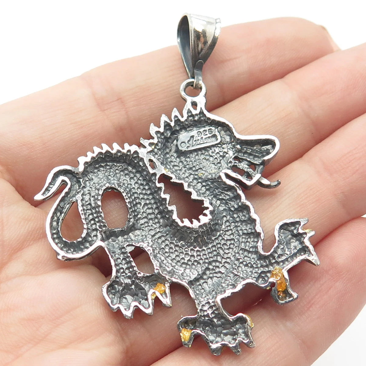 925 Sterling Silver Vintage Chinese Dragon Pendant