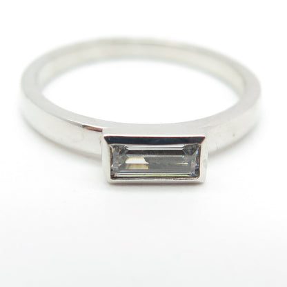 925 Sterling Silver Baguette-Cut C Z Stackable Ring Size 8.75