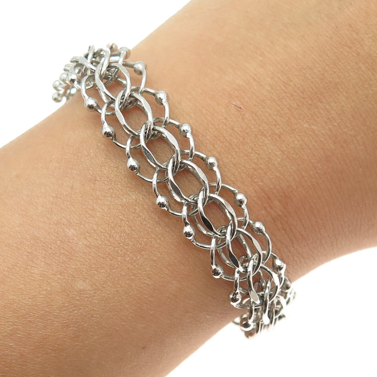 TOWN & COUNTRY 925 Sterling Silver Vintage Bismark Link Bracelet 6.75"