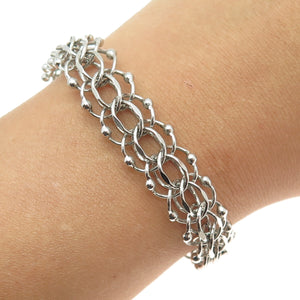 TOWN & COUNTRY 925 Sterling Silver Vintage Bismark Link Bracelet 6.75"