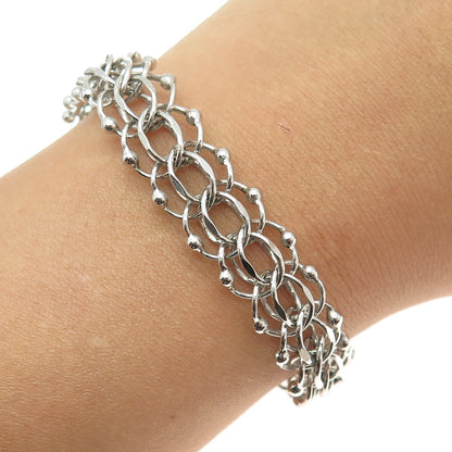 TOWN & COUNTRY 925 Sterling Silver Vintage Bismark Link Bracelet 6.75"
