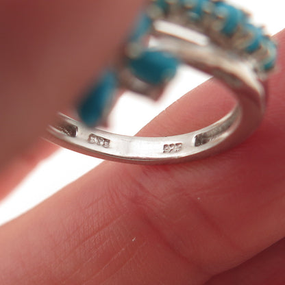 Chuck Clemency 925 Sterling Real Sleeping Beauty Turquoise Floral Ring Size 6.25