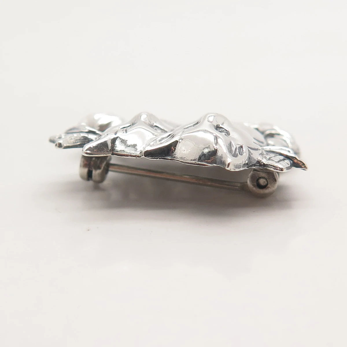 925 Sterling Silver Vintage Couple of Cats Pin Brooch