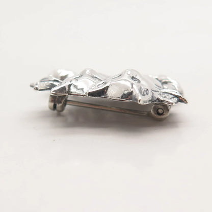 925 Sterling Silver Vintage Couple of Cats Pin Brooch