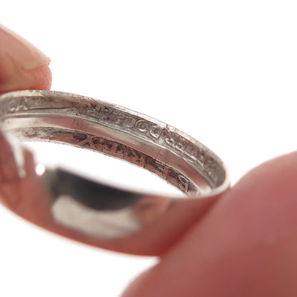 900 Silver Antique 1944 Washington Quarter Dollar Coin Band Ring Size 7
