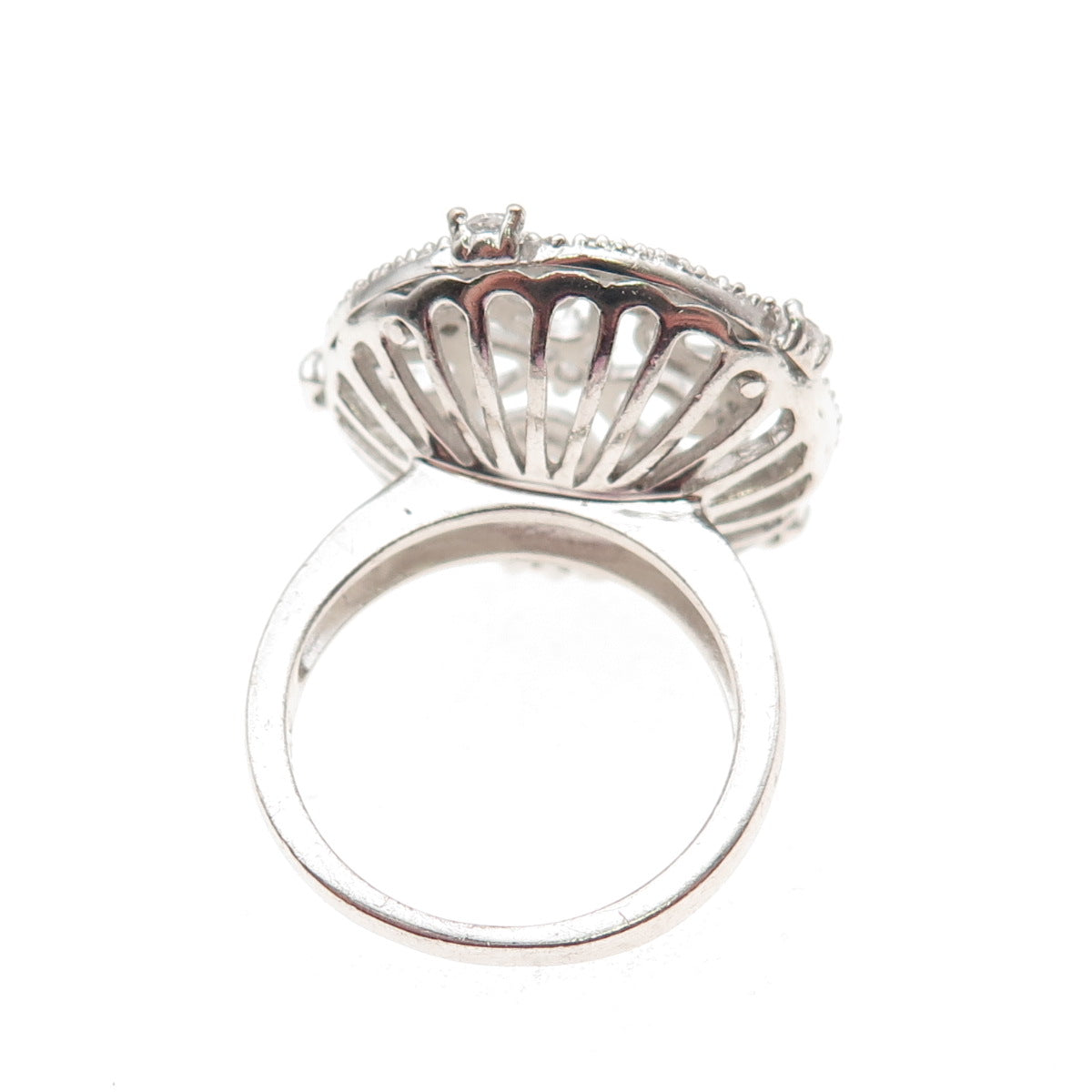 925 Sterling Silver Round-Cut C Z Star Circle of Life Ring Size 7