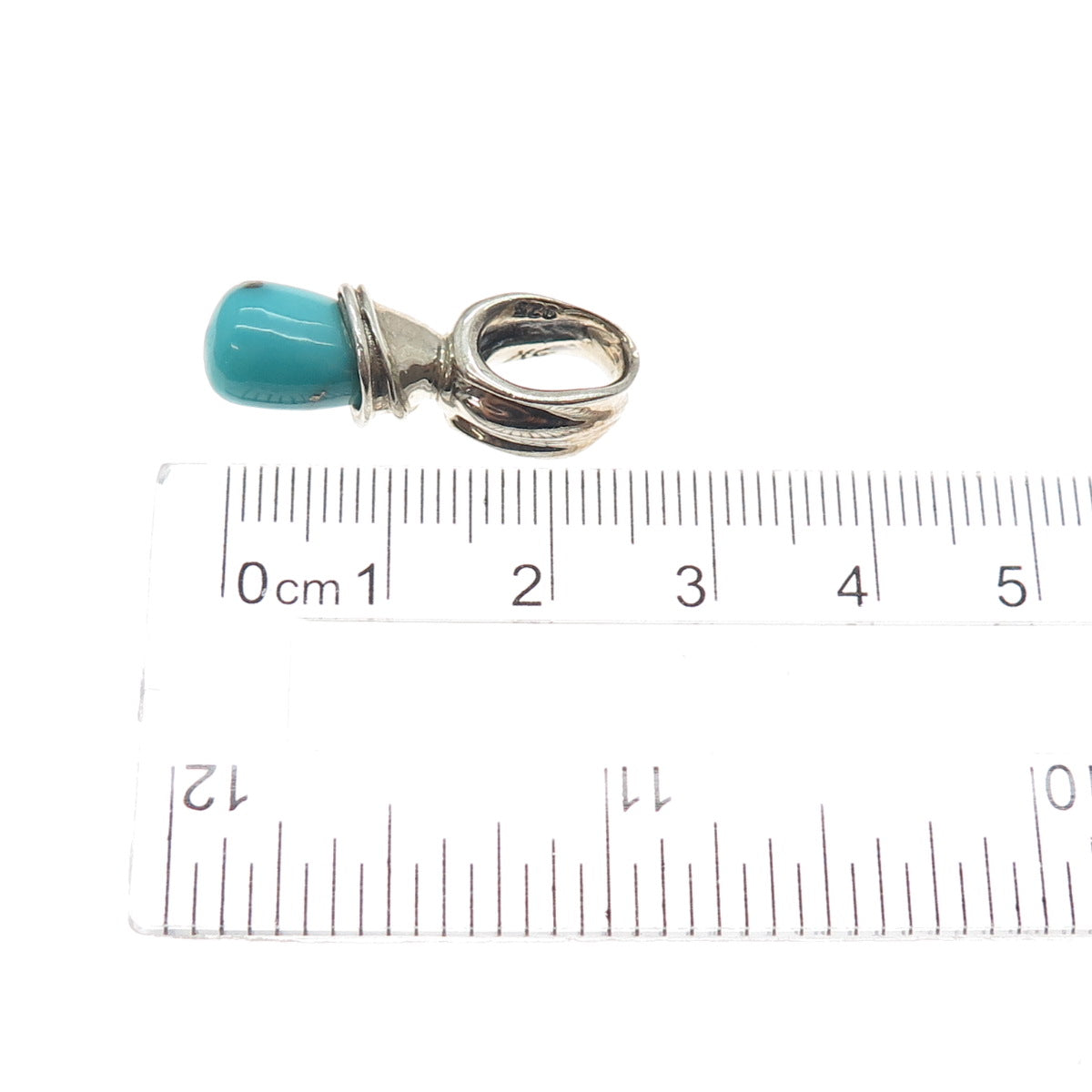 HAGIT GORALI 925 Sterling Silver Vintage Real Turquoise Modernist Charm Pendant