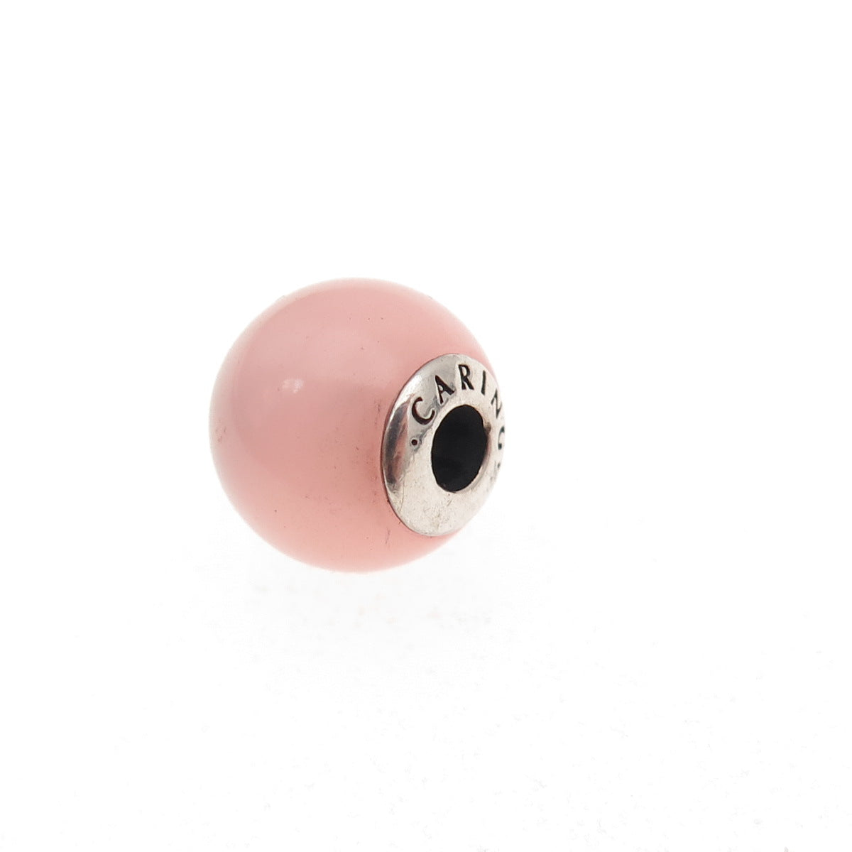 Pandora 925 Sterling Silver Real Rose Quartz Essence Caring Slide Bead Charm