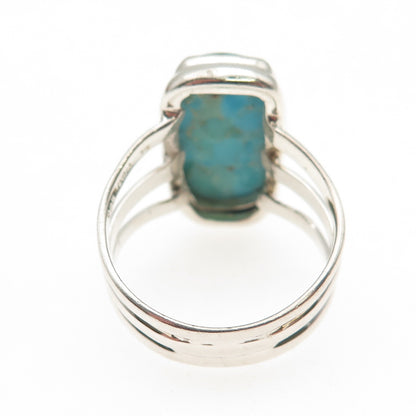 925 Sterling Silver Vintage Real Lone Mountain Turquoise Ring Size 9.25