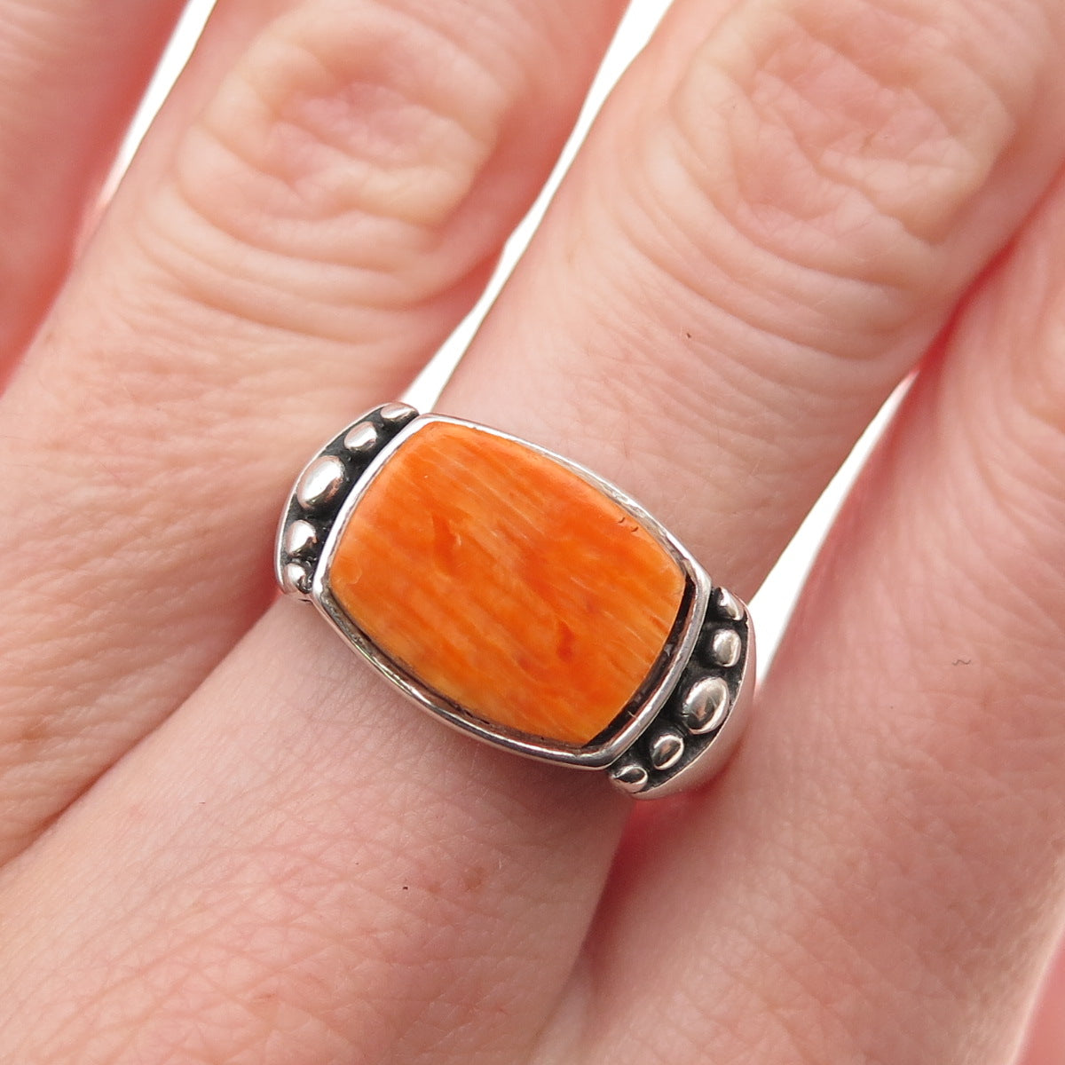 Waldeck 925 Sterling Silver Vintage Real Spiny Oyster Shell Ring Size 8.25