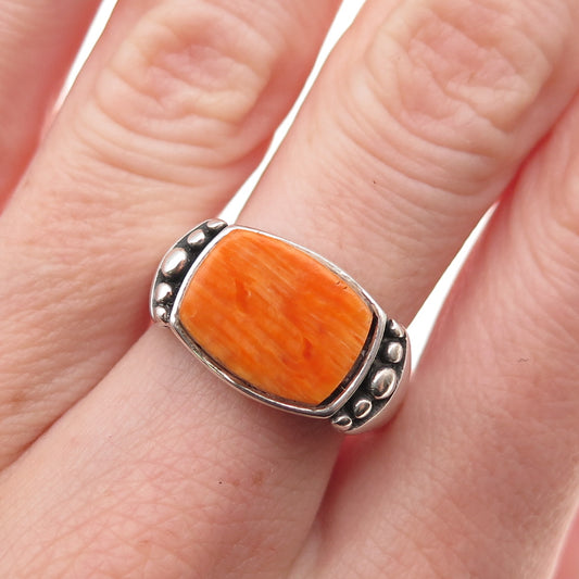 Waldeck 925 Sterling Silver Vintage Real Spiny Oyster Shell Ring Size 8.25