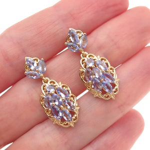 Chuck Clemency 925 Sterling Silver Gold Plated Real Tanzanite Dangle Earrings