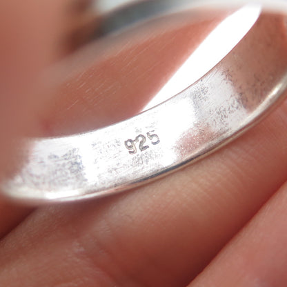 925 Sterling Silver Vintage Lined Oxidized Band Ring Size 14