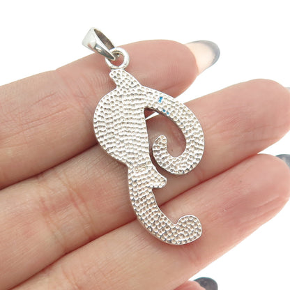 925 Sterling Silver Vintage Real MOP Inlay Letter "P" Initial Pendant