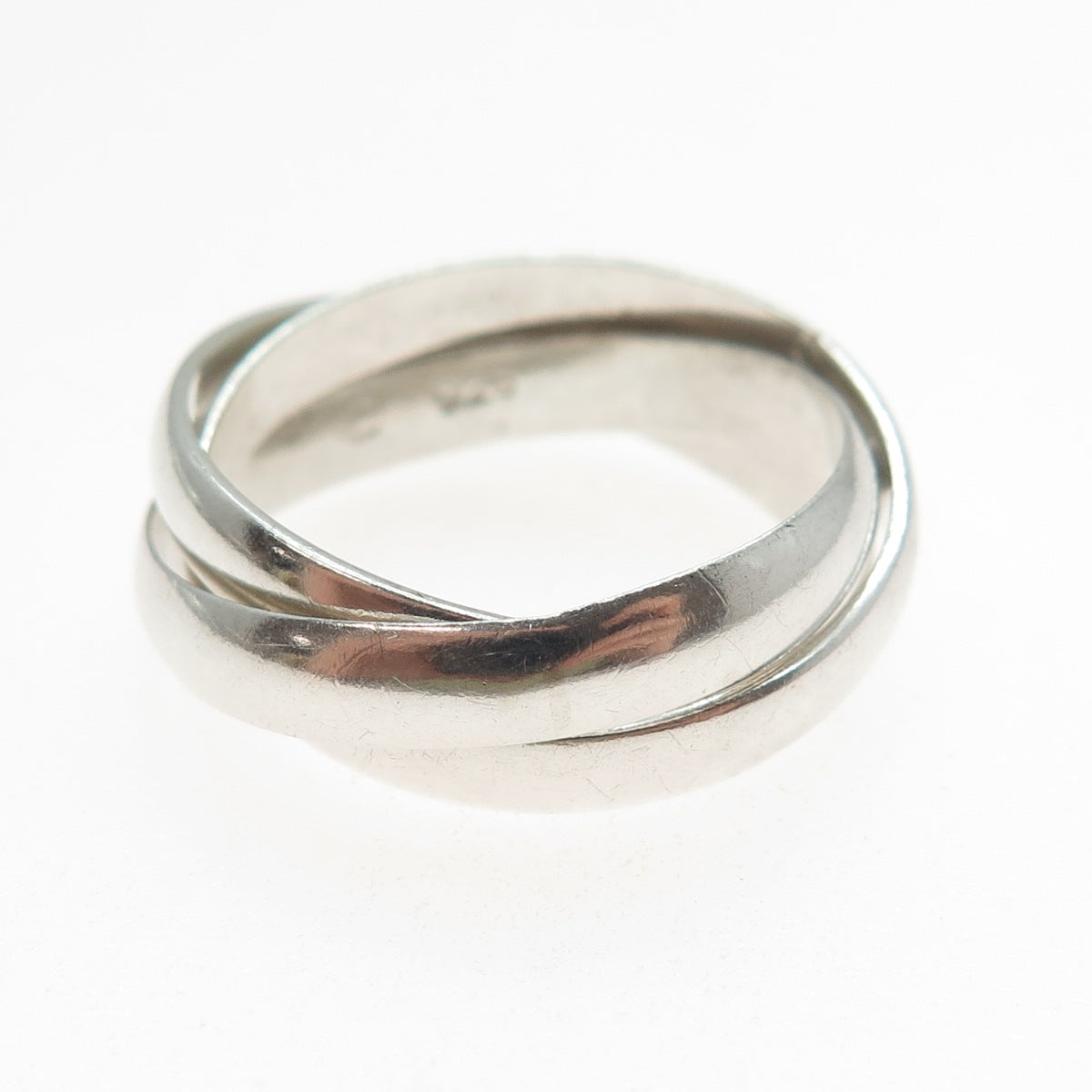 925 Sterling Silver Vintage Interlocked Trinity Band Ring Size 11.75
