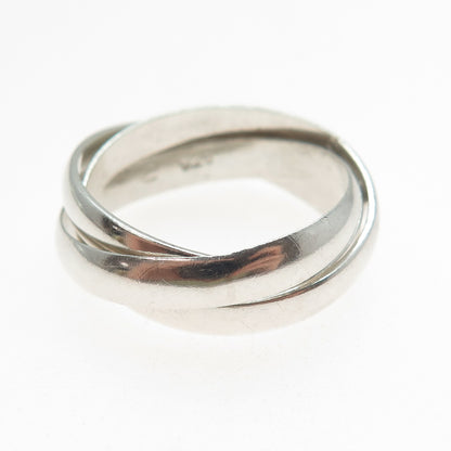 925 Sterling Silver Vintage Interlocked Trinity Band Ring Size 11.75