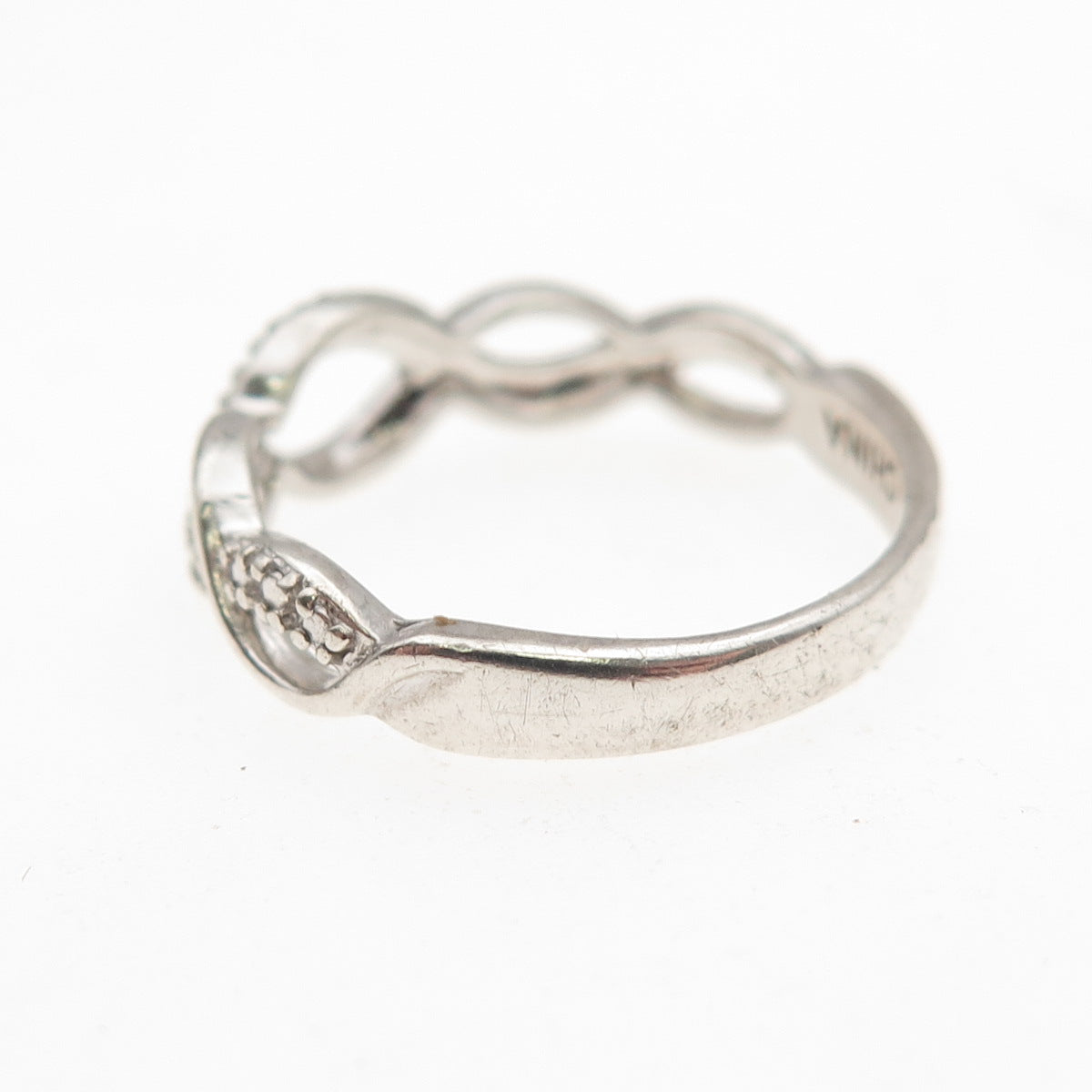 Ross Simons 925 Sterling Silver Real Diamond Accent Infinity Woven Ring Size 6
