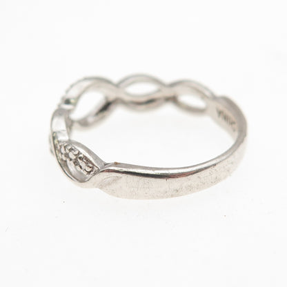 Ross Simons 925 Sterling Silver Real Diamond Accent Infinity Woven Ring Size 6