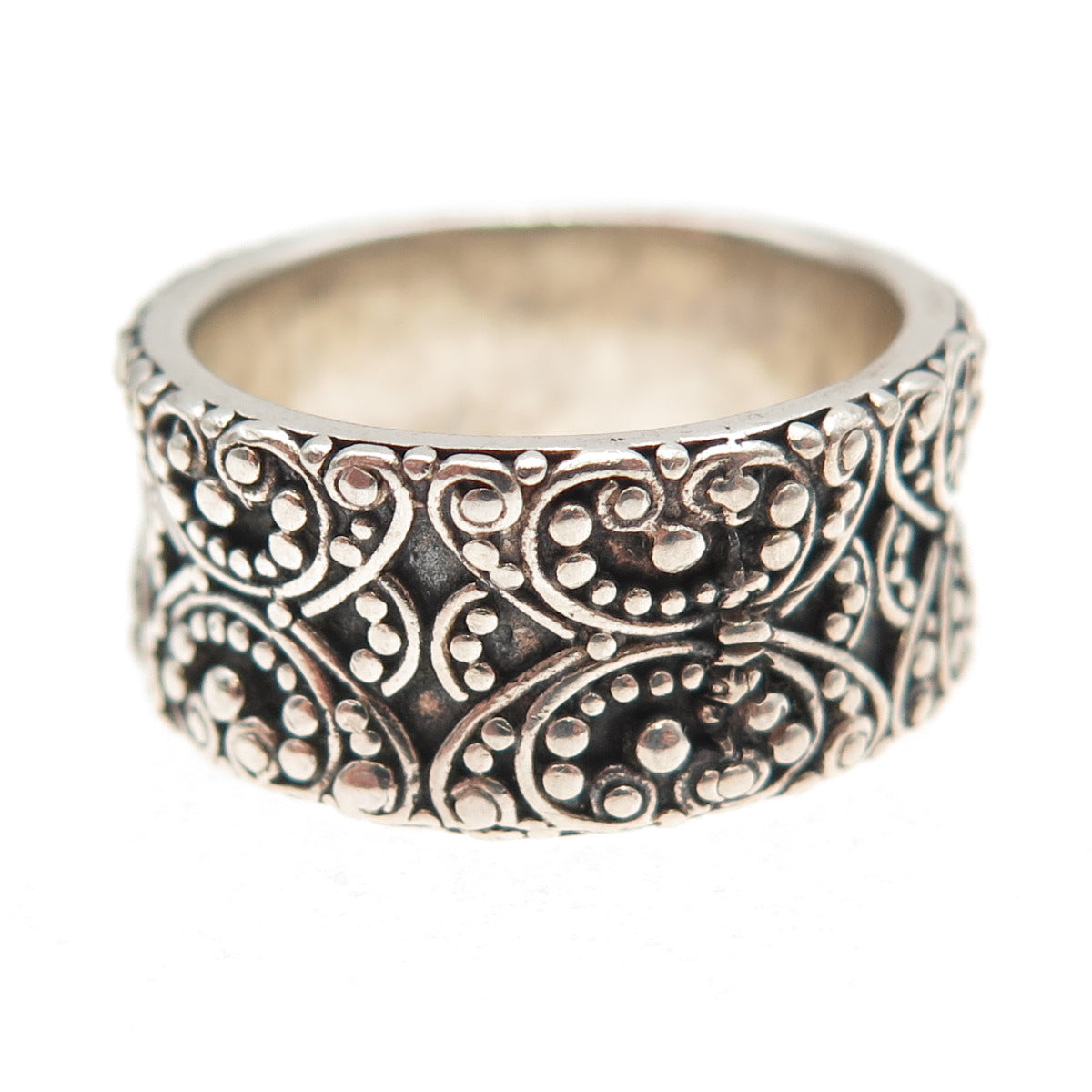 Sara Blaine 925 Sterling Silver Vintage Granulated Oxidized Band Ring Size 8.25