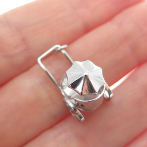 925 Sterling Silver Antique Art Deco Beach Cart Minimalist 3D Charm Pendant