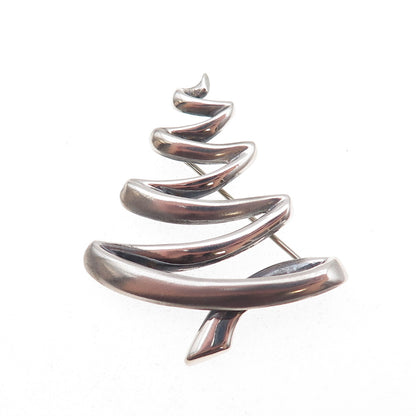 B.A. Ballou 925 Sterling Silver Vintage Christmas Tree Oxidized Pin Brooch