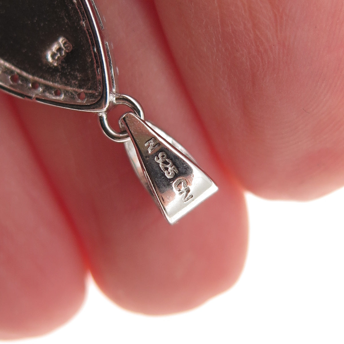925 Sterling Silver Real MOP & C Z Teardrop Charm Pendant