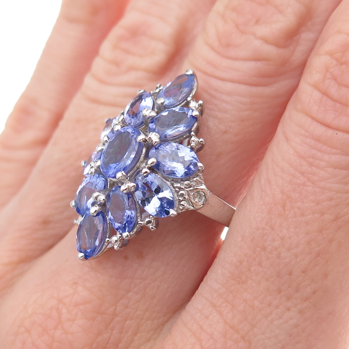 Chuck Clemency 925 Sterling Silver Real Diamond & Tanzanite Ring Size 8