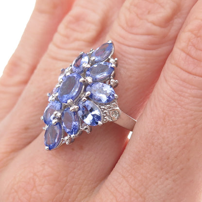 Chuck Clemency 925 Sterling Silver Real Diamond & Tanzanite Ring Size 8