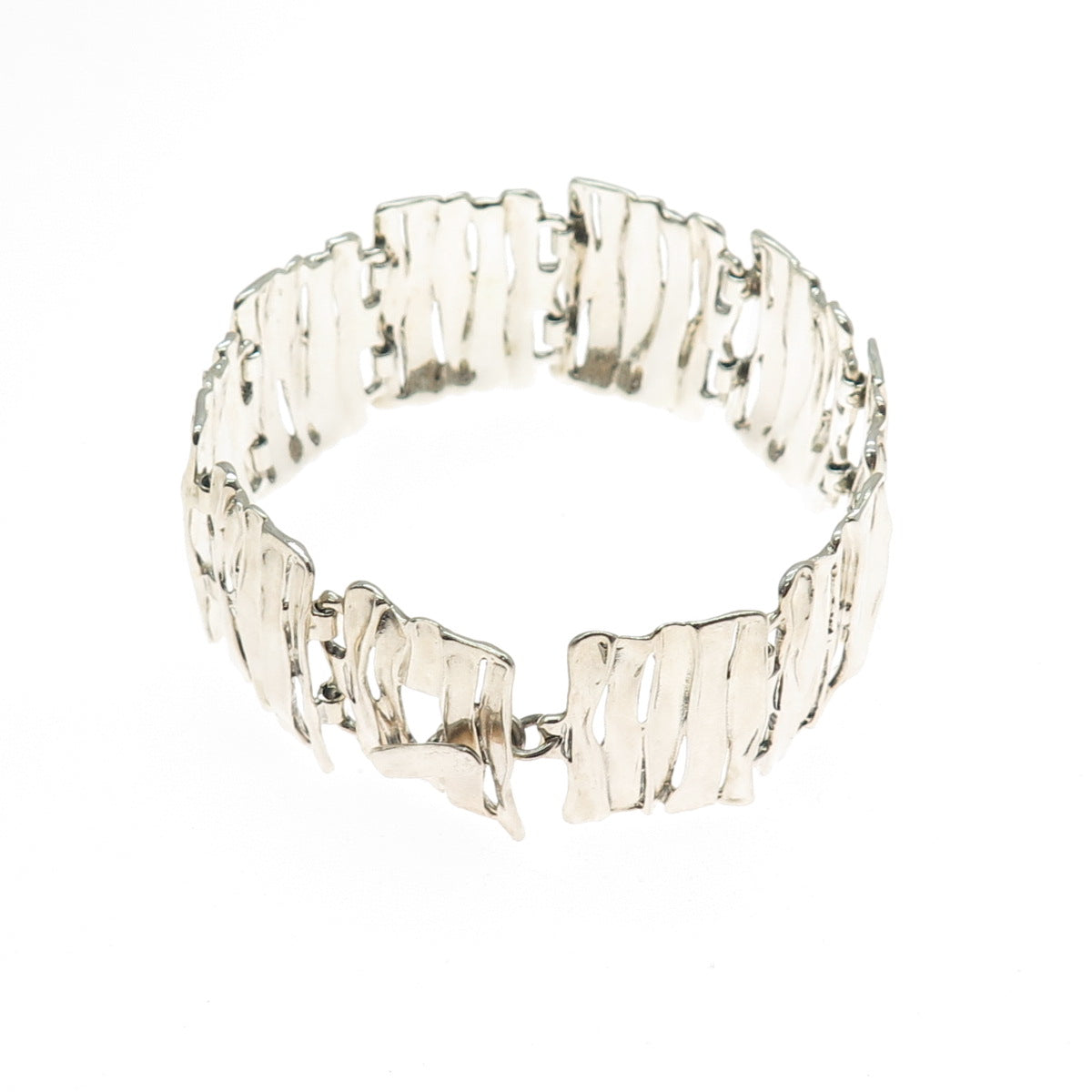 HAGIT GORALI Sterling Silver Vintage Israel Modernist Panel Link Bracelet 7.5"