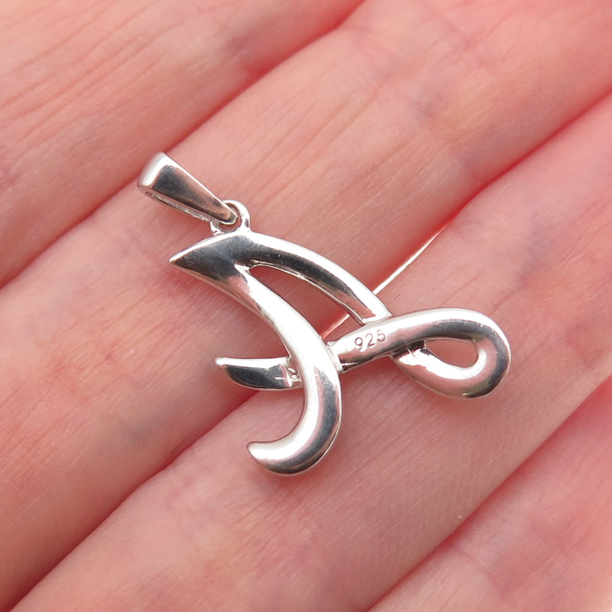 925 Sterling Silver Real Round-Cut Diamond Letter A Initial Charm Pendant