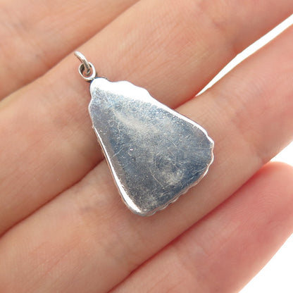 Old Pawn 925 Sterling Silver Vintage Southwestern Malachite Tribal Charm Pendant