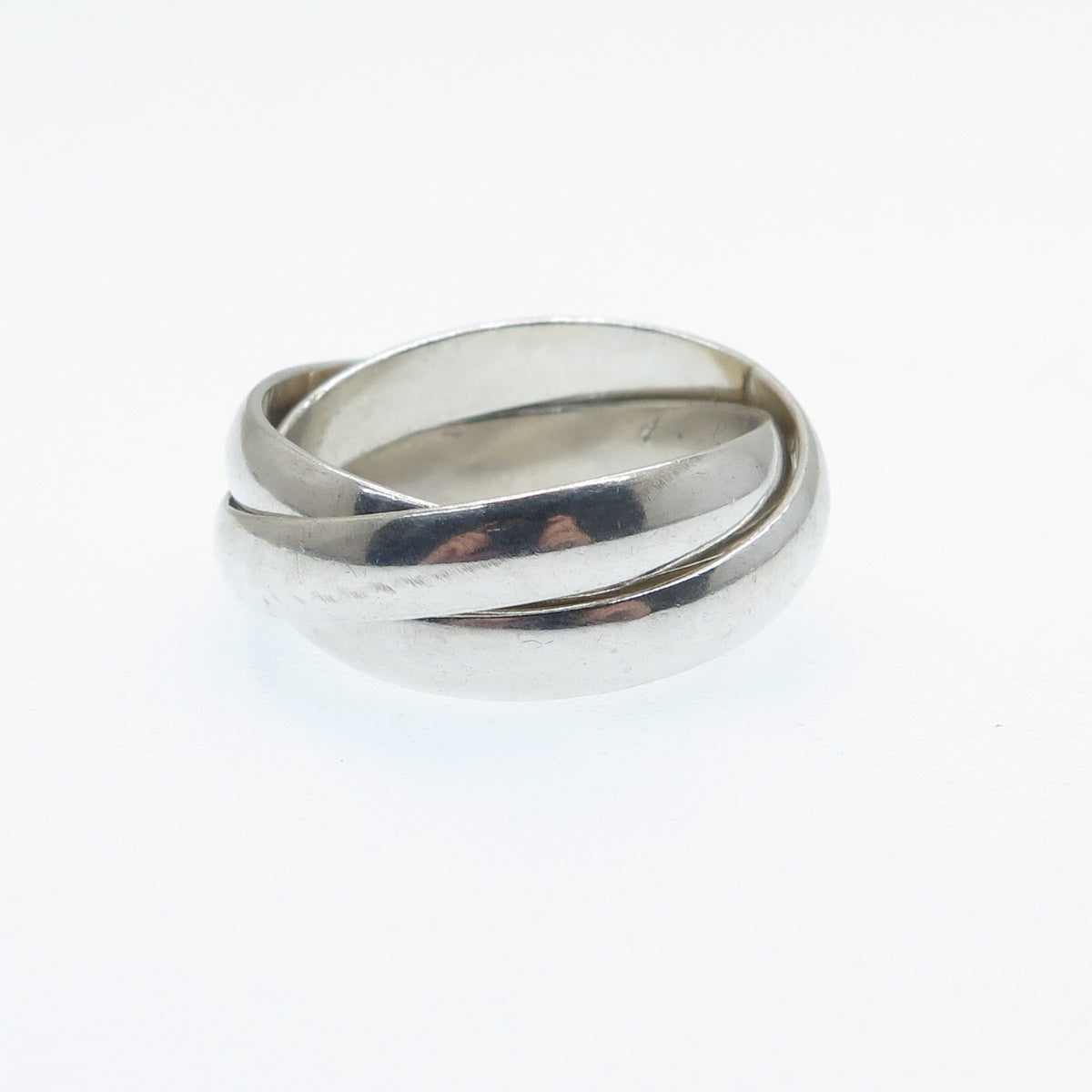 GOLDMAN KOLBER Sterling Silver Vintage Italy Interlocked Trinity Ring Size 6.5