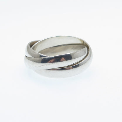 GOLDMAN KOLBER Sterling Silver Vintage Italy Interlocked Trinity Ring Size 6.5