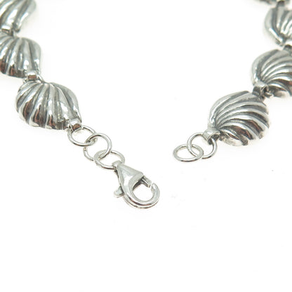 925 Sterling Silver Vintage Seashell Link Bracelet 6.5"