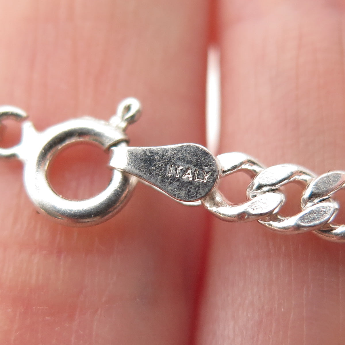 925 Sterling Silver Italy Cuban Link Bracelet 8"