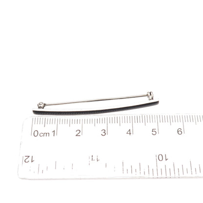 925 Sterling Silver Antique Art Deco Enamel Bar Pin Brooch