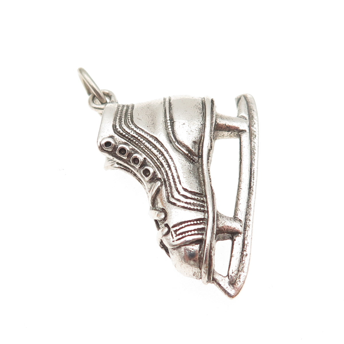 BEAU 925 Sterling Silver Vintage Ice Skating Shoe Oxidized Charm Pendant