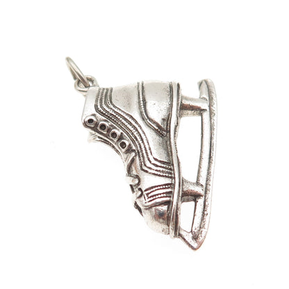 BEAU 925 Sterling Silver Vintage Ice Skating Shoe Oxidized Charm Pendant