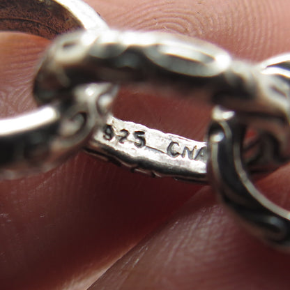 925 Sterling Silver Vintage Ornate Cable Link Oxidized Bracelet 6.75"